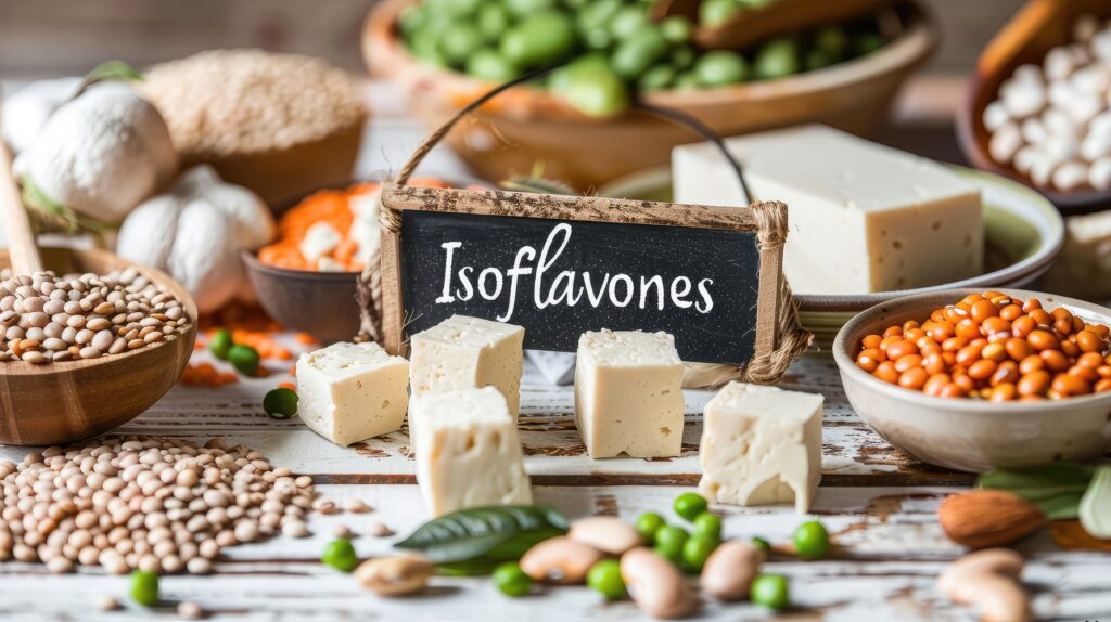 Soyabeans, tofu, and other plant foods rich in isoflavones — natural phytoestrogens found in soy and legumes.